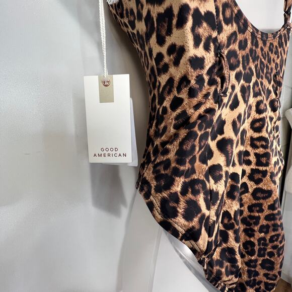 Good American Show Off One-Piece Swimsuit Leopard Print -No Belt - Picture 6 of 7
